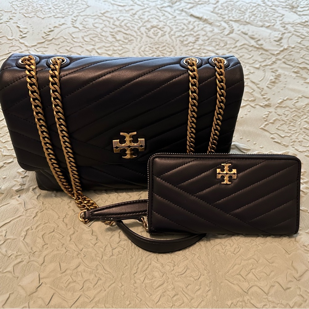 Tory Burch Kira Chevron Convertible Shoulder Bag and Zip Continental Wallet